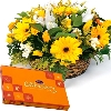 Yellow Flowers Basket N Celebration Chocolates