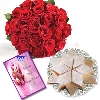 Red Roses n Kaju Katli with Free Card
