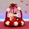 Cute CoupleTeddies in Soft Fur Love Basket